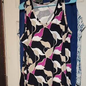 Nine West Black and White Sleeveless Tank Top